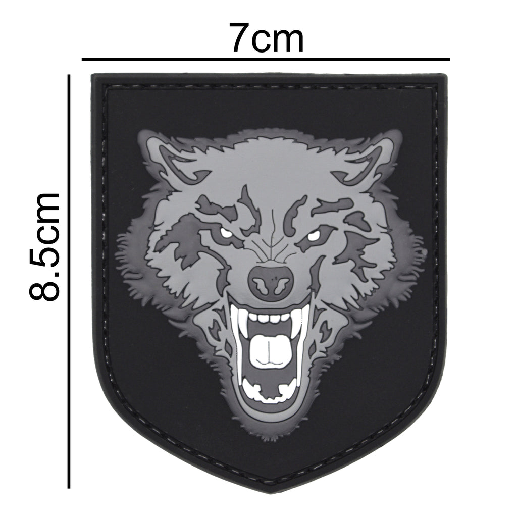 Wolf Face PVC Patch Black/Gray