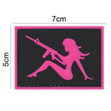 Girl with Rifle Facing Left PVC Patch Black/Pink