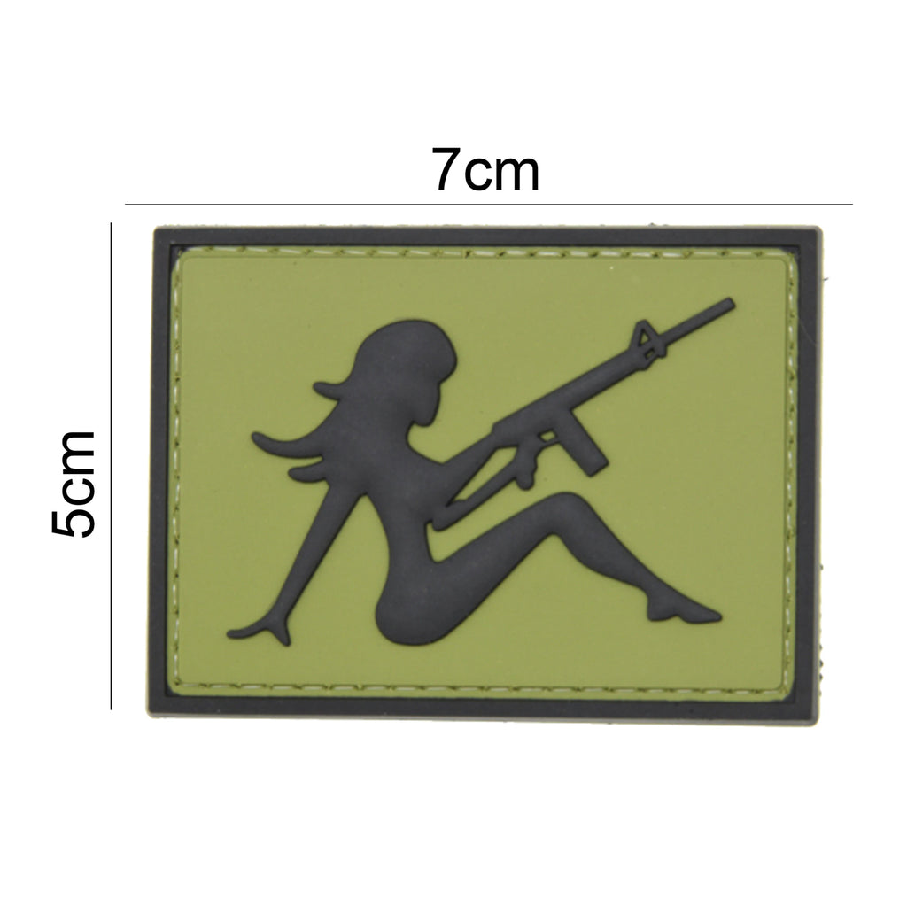 Girl with Rifle Facing Right Patch Green/Black