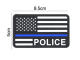 US Flag Police Blue Line Patch Black/White