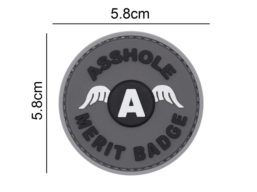 Asshole Merit Badge PVC Patch Gray