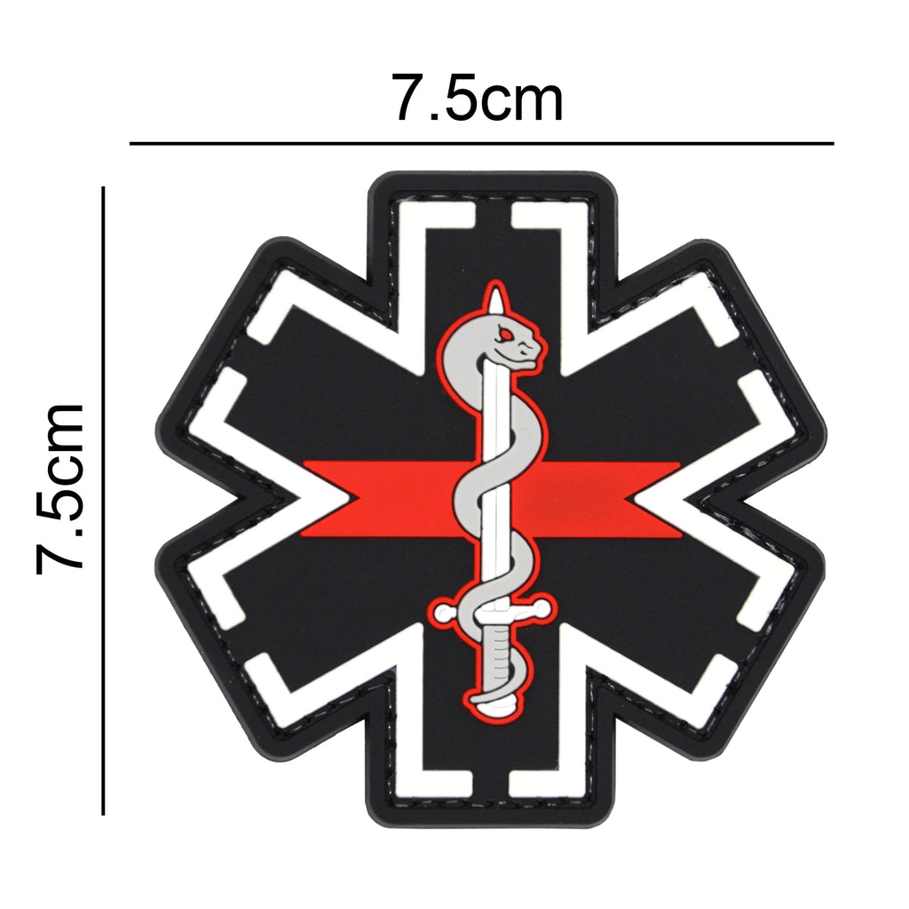 Star of Life Medic Red Line PVC Patch Black