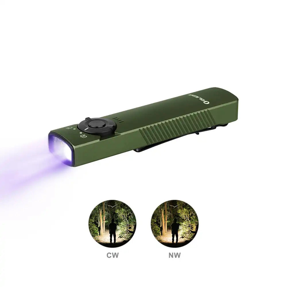 Olight Arkfeld UV - White Light and UV Dual Light Sources Flashlight - OD Green CW (5700~6700K)