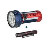 Olight Marauder Mini Powerful LED Flashlight Bundle - Stars & Stripes Edition+i3T Black Lava