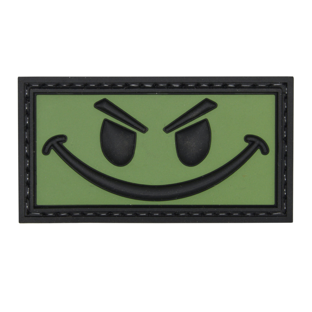 Evil Smiley Face PVC Patch Green