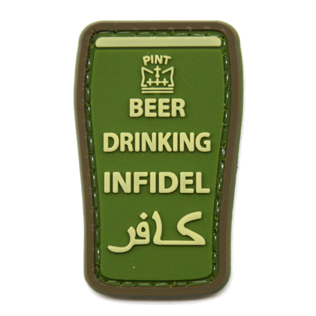 Beer Drinking Infidel Cup PVC Patch Green