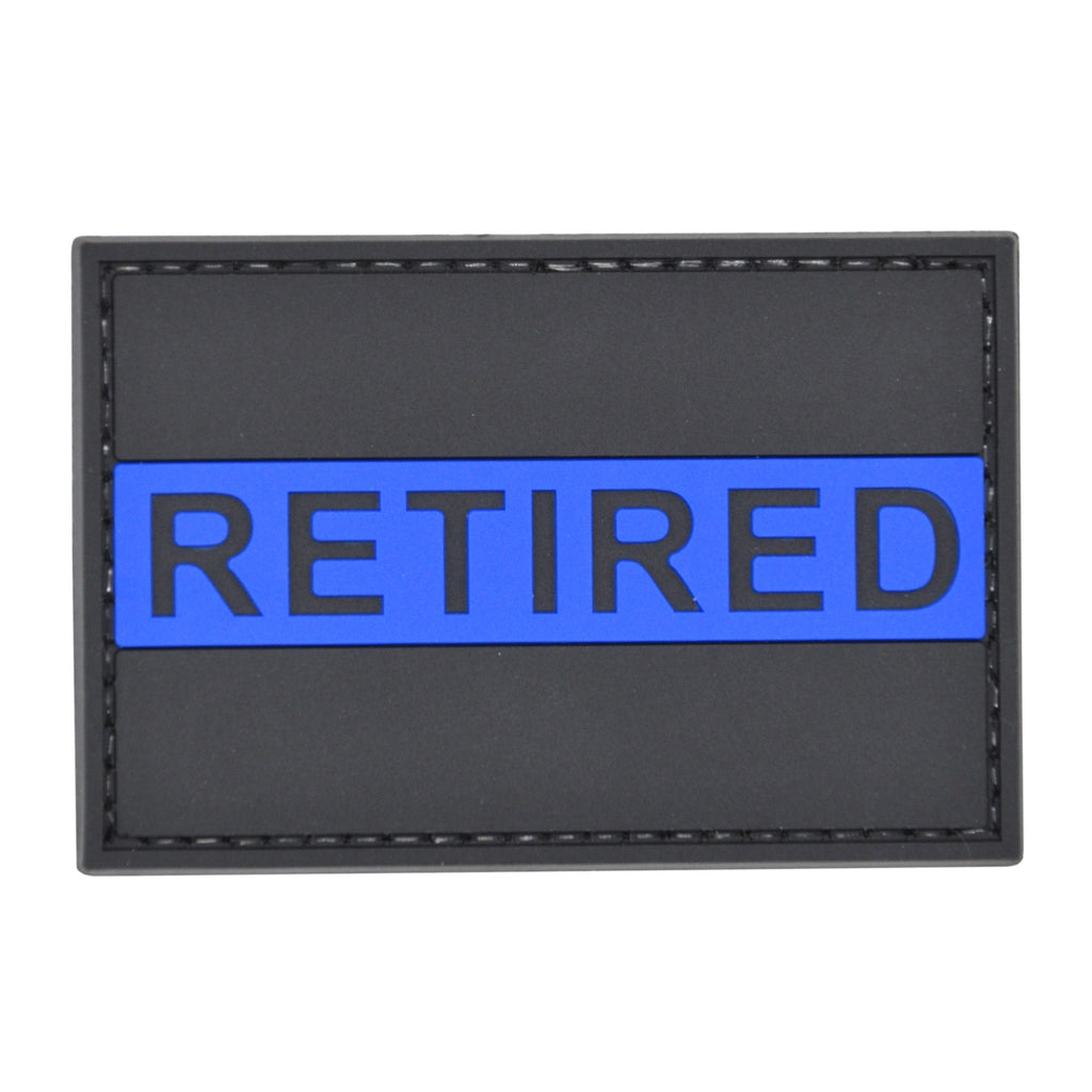 Retired Police Officer Blue Line Patch Black