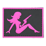 Girl with Pistol Facing Right PVC Patch Black/Pink