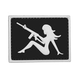 Girl with Rifle Facing Left PVC Patch Black/Gray