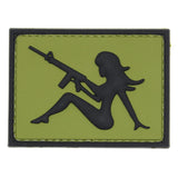 Girl with Rifle Facing Left PVC Patch Green/Black