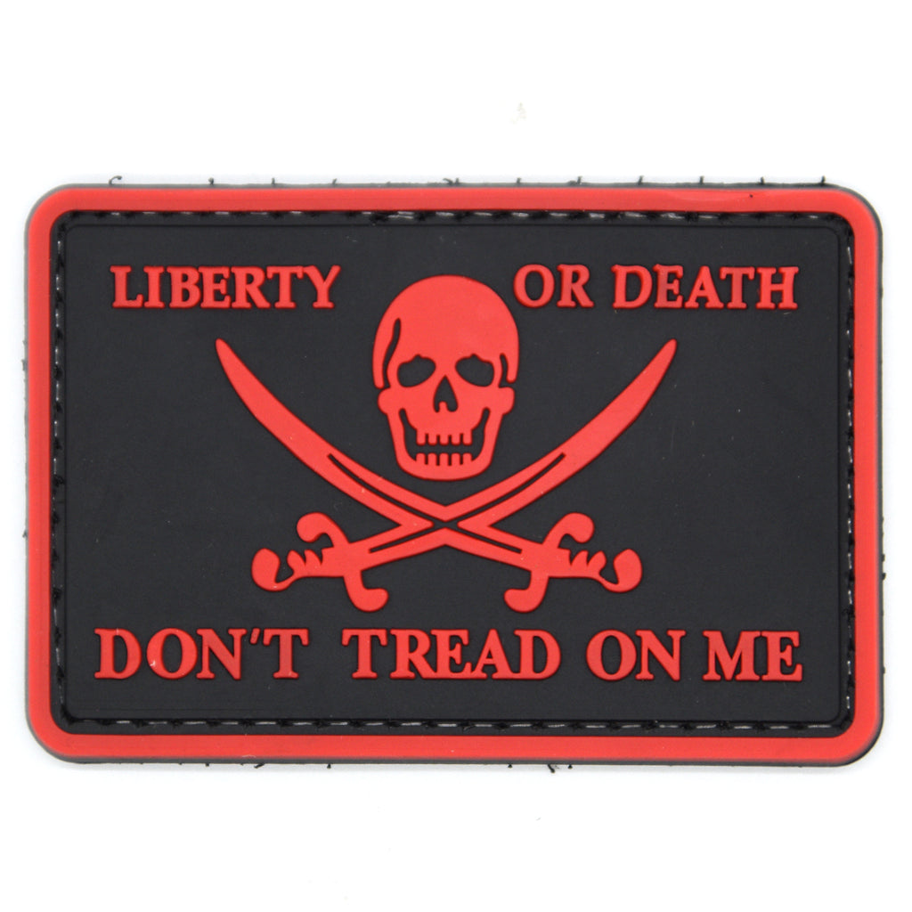 Don't Tread On Me Pirate Skull PVC Patch Red