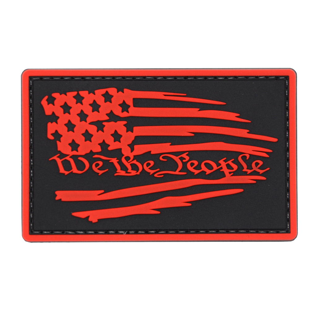 We the People Worn Flag PVC Patch Black/Red
