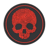 Fingerprint Skull Round Patch Black/Red