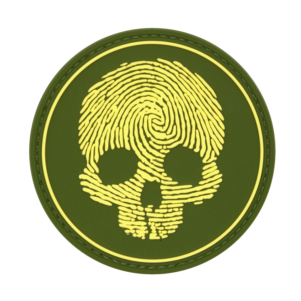 Fingerprint Skull Round Patch Green