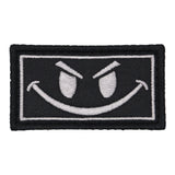 Evil Smiley Face Embroidered Patch Black/Gray