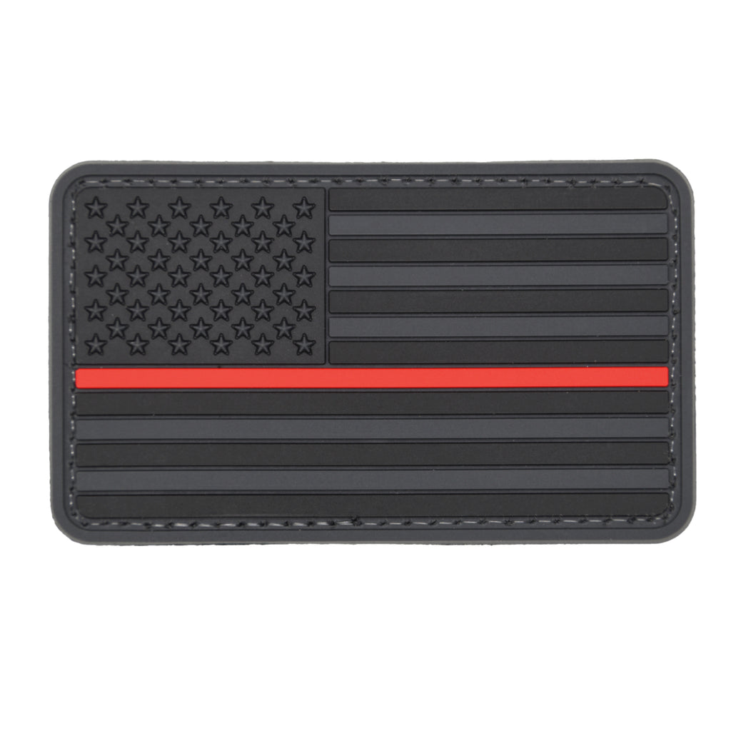 US Flag Red Line Patch Gray