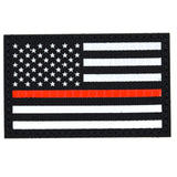USA Flag Reflective Red Line Patch Black