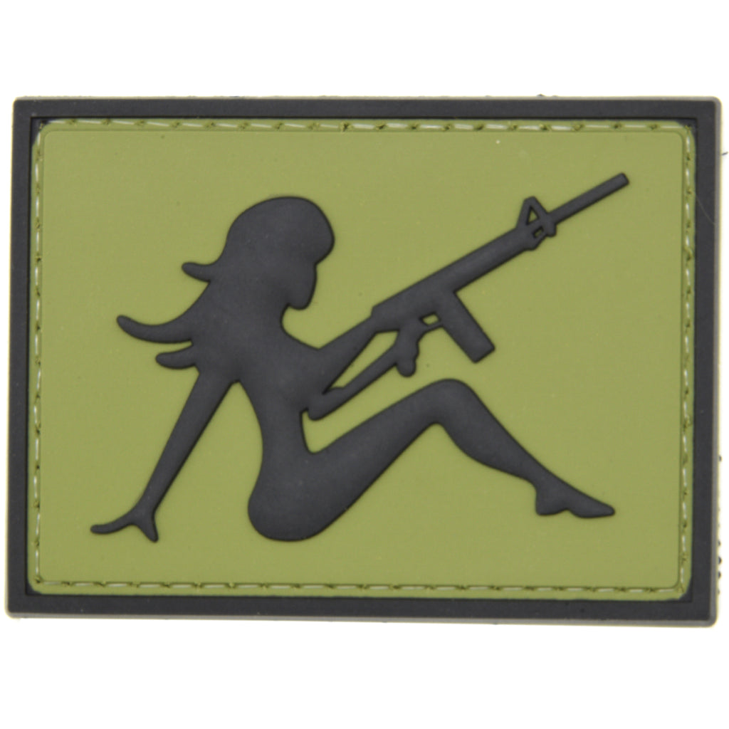 Girl with Pistol (Facing Right) PVC Patch Green/Black