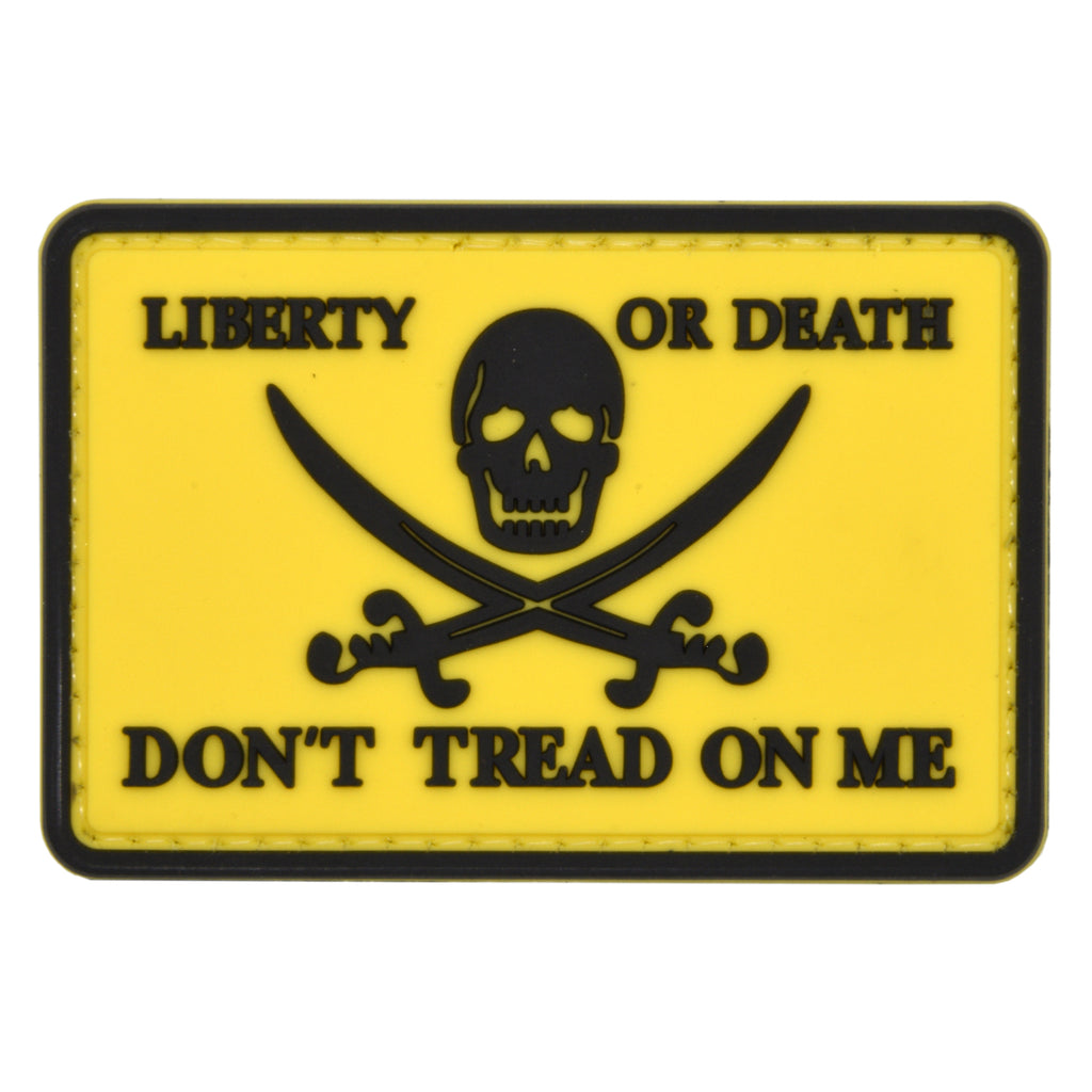 Don't Tread on Me Liberty or Death Skull Patch Yellow