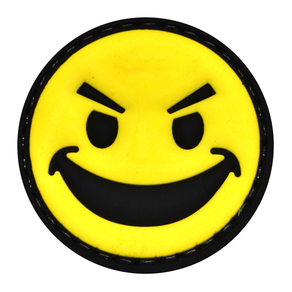 Evil Smiley Face Patch Yellow